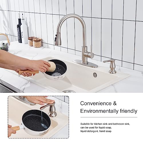 GAGALIFE Kitchen Sink Soap Dispenser Brushed Nickel, Under Sink Soap Dispenser with 40" Silicone Extension Tube, Say Goodbye to Frequent Refills - color: Brushed Nickel, size: with Hose