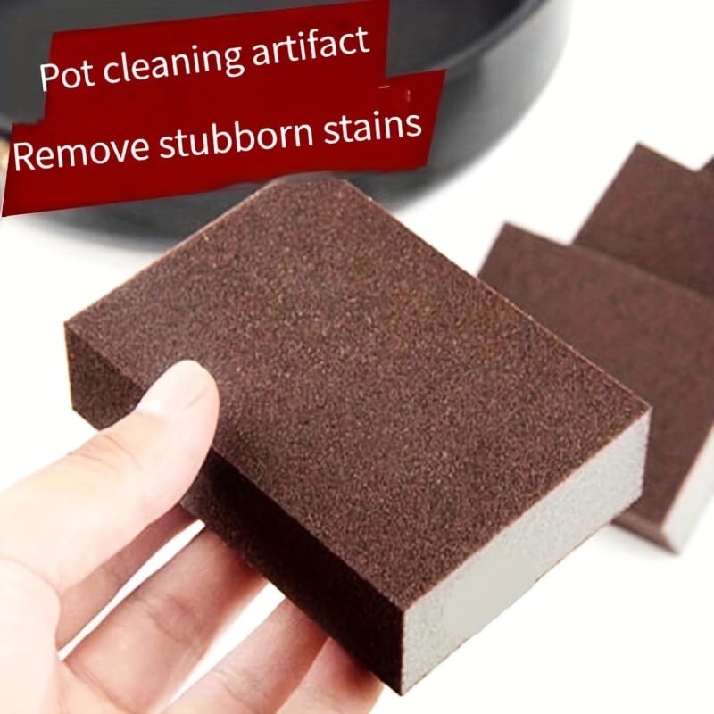 2PCS Abrasive Scrub Sponge 2-Pack, Emery Cleaning Pad for Tough Grime, Pot Bottom and Rust Removal, Grill and Stove Cleaning, 2PCS - color: 2pcs