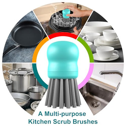 Mini Dish Brush for Cleaning Chicken Shredder, Palm Brush Dish Scrubber with Ergonomic Grip, Kitchen Brush for Washing Dishes, Pans, Pots, Sink (4, Mint Green) - color: Mint Green