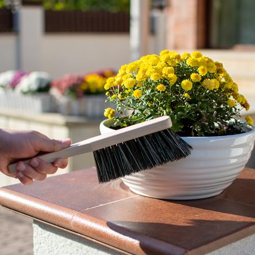11.2" Hand Broom Soft Bristles Cleaning Brush, Dusting Brush with Wooden Handle, Handheld Car Broom, Small Counter Dust Brush, Bench Brush, Clothes Brush - size: 11.2"