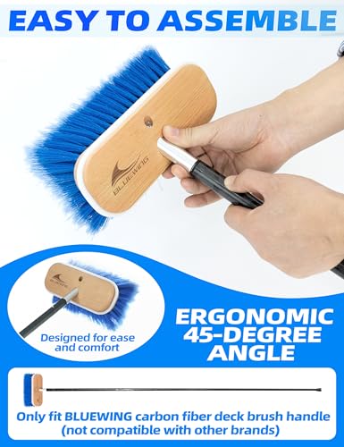 BLUEWING 8in Deck Brush Head with Soft/Medium/Hard Bristle Marine Scrubbing Washing Outdoor Boat Cleaning Tools - color: Blue, style: Soft