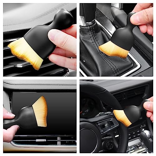 Car Interior Cleaning Brush Car Duster Interior with Ultra Soft Bristles Auto Detailing Brushes Dusting Car Accessories for Dashboard, AC Vents, Leather, Scratch-Free (2Pack) - size: 2Pack