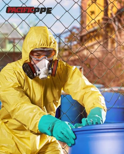 PACIFIC PPE 2 Pairs Nitrile Chemical Resistant Gloves, Flocked, Resist Household Acid, Alkali, Latex Rubber Free, 15 mil, 12.6", XX-Large - color: Green/12.6", size: XX-Large (Pack of 2)