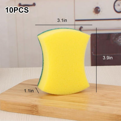 10Pcs Kitchen Cleaning Sponge, Heavy Duty Cleaning Dish Scrubber Sponge for Home Kitchen, Dual Sided Non-Scratch Sponges for Washing Dishes, Pots and Pans