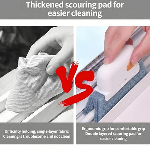 Window Track Cleaner Brush, Groove Cleaning Brush 2 in 1 Cleaner Tool Grip Brush for Window lides Gaps Tile Lines Shutter Car Vents,Orange - color: Orange