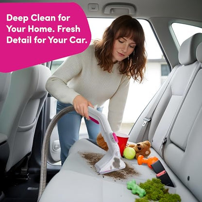 WECLEAN C4 Portable Carpet Cleaner Machine, Stand Up Upholstery Cleaner with 18KPa Powerful Suction, 800W Spot Cleaner for Pet Stains, Carpet, Rug, Couch and Car Interior, Dual Tank System, Pink - color: Pink