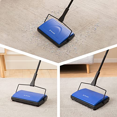 Yocada Carpet Sweeper Cleaner for Home Office Low Carpets Rugs Undercoat Carpets Pet Hair Dust Scraps Paper Small Rubbish Cleaning with a Brush Dark Blue - color: Dark Blue