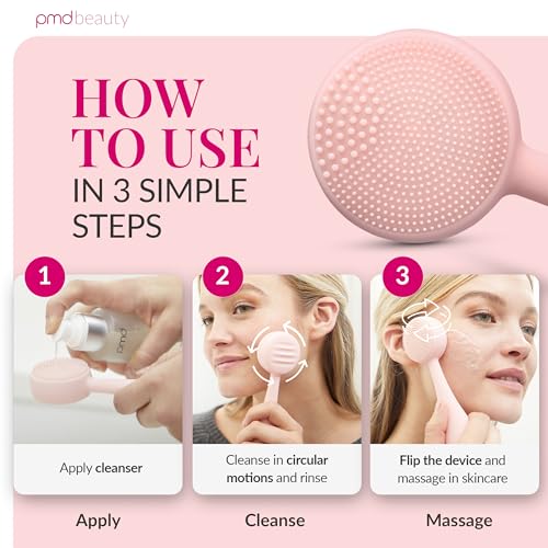 PMD Clean - Smart Facial Cleansing Device with Silicone Brush & Anti-Aging Massager - color: Blush