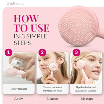 PMD Clean - Smart Facial Cleansing Device with Silicone Brush & Anti-Aging Massager - color: Blush