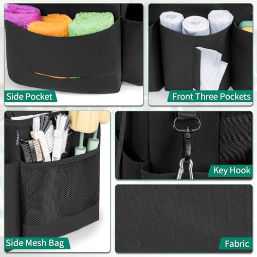 IBVIVIC Wearable Cleaning Caddy Bag, Cleaning Caddy Bag for Housekeeper Large Capacity Cleaning Supplies Organizer with Adjustable Shoulder Strap Kitchen Cleaning Supplies Bag for Cleaners (Black) - color: Black