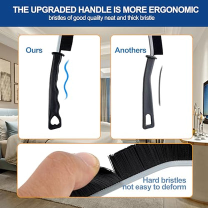 All-Purpose Hard Bristle Gap Cleaning Brush Set - Durable, Slim Design for Deep Reach into Tight Spaces - Versatile Household Crevice Cleaning Tool - 6Pcs, Black