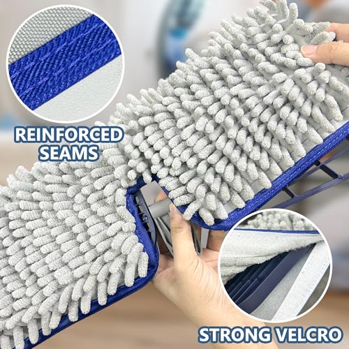 Reusable Mop Pads for Enspoway Dust Mop - Double-Sided Microfiber Chenille Refills for Kitchen Bathroom Tile Cleaning - Washable Absorbent Pads for Hardwood Laminate Floor Cleaning Only for B0FRDZDTMP - size: 15" Mop Pads