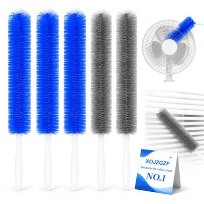 Bendable Microfiber Head, Reusable Dust Remover, High Ceiling Fan Cleaning Brush, Long Damp Duster for Cobweb, Air Conditioner Cleaner, Car Ac Vent Brushes, Blind Washable Dusters Kit Tool(5*Mixed) - color: 5*mixed