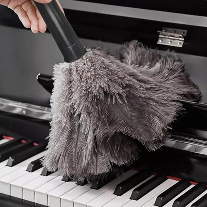 Retractable Feather Duster-Genuine Ostrich Feathers,Anti-Static,Reusable Eco-Friendly Handheld Cleaning for Keyboard,Home,Car,Office(10 to 15 Inches) 2 Pack - color: Natural-15in-stylea-2pcs