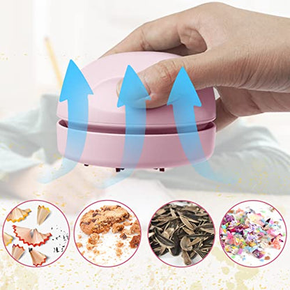 prowithlin Portable Desktop Vacuum Cleaner, USB Charging, Pink, Best for Cleaning Dust, Crumbs, Piano, Computer, Car etc. - color: Pink