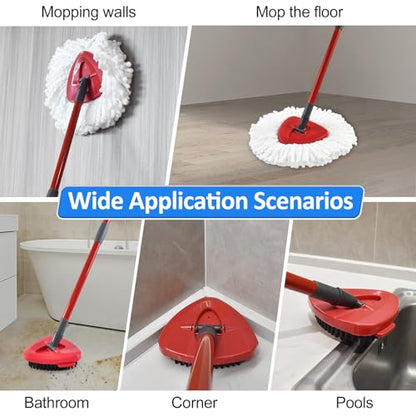 Mop Heads Replacements for Ocedar, Mop Replace Head for O Cedar EasyWring 1-Tank Spin Mop, 6 Mop Heads Include 3 Microfiber Mop Refills, 2 Upgrade Scrubber Mop Head, 1 Mop Base for O-Cedar Mop - size: for ocedar easywring 1-tank