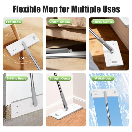 Mop Pads Mop Head Refill Washable Wet/Dry Mops Flat Compatible with Most 11-13" Hook and Loop (Velcro) Flat Mops.System Floor Care System (F-Padsx6) - size: F-Padsx6