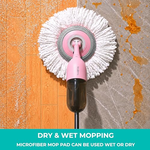 True & Tidy MP-360 Microfiber Mop Pad Replacement Set for SPRAY-360 Spray Mop, Includes Round Pad, Flat Pad & Squeegee Pad, Reusable & Machine Washable Up to 100X, 4 Sets