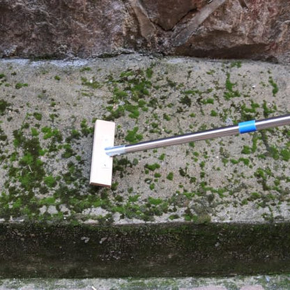 Stainless Steel Wire Scrub Brush with 63" Long Handle, 2PCS 8" Brush Heads, Heavy Duty Large Wire Brush, Stiff Metal Bristle Floor Scrubber, Patio Floor Cleaning, Wire Broom for Concrete, Deck, Moss - size: With 2PCS 8-inch brush head