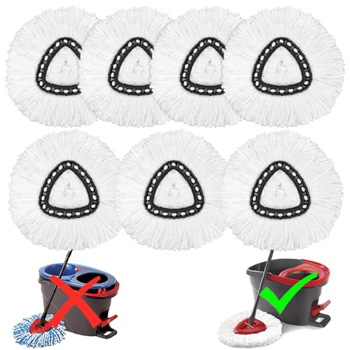 7 Pack Mop Heads Replacement for O-Ceda Easy Wrin Spin Mop, Microfiber Spin Mop Refills, Easy Cleaning Mop Head Replacement (7pcs 1-Tank Mop White) - size: 7 Pack
