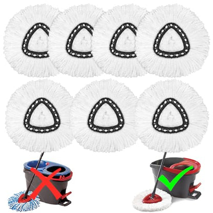 7 Pack Mop Heads Replacement for O-Ceda Easy Wrin Spin Mop, Microfiber Spin Mop Refills, Easy Cleaning Mop Head Replacement (7pcs 1-Tank Mop White) - size: 7 Pack