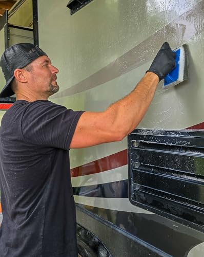 Poli Glow® Gentle and Efficient Non-Abrasive Scrub Pad with Handle – Durable and Long-Lasting | Safe Oxidation Removal Tool for Boats & RVs, Gelcoat, Fiberglass, Painted Surfaces, Decals & Plastic
