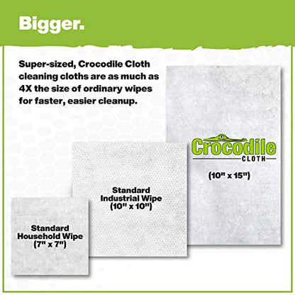 Crocodile Cloth Original Cleaning Wipes, Heavy-Duty Multi-Surface Hand & Tool Wipes, Water-Based, Safe on Skin, 100 Count, 15 x 10 Inch - size: 100 Count (Pack of 1)