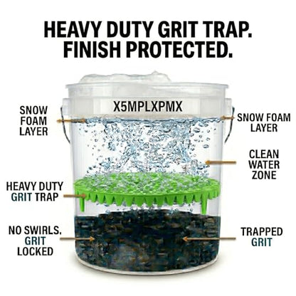 10.4" Heavy Duty Car Wash Bucket Insert (2-Pack) & Wash Mitt Kit - 10.6 oz Detailing Dirt Separator & Grit Trap, Scratch-Free Auto Wash, Fits 3.5 to 5 Gallon Buckets (Green Kit) - color: 2pack Green