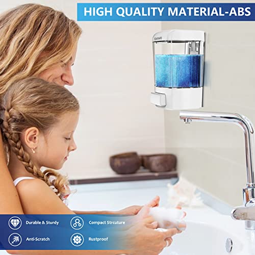 SVAVO Wall Mounted Soap Dispenser Kitchen Bathroom Manual Soap Dispenser Refillable Hand soap Dispenser for Liquid Contianers Shampoo Gel Chamber for Household Commerical 23.7oz (700ml) ABS - color: Full White