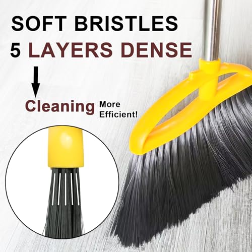 Gloffer Soft Bristles Broom for Indoor Sweeping, Household Cleaning Angle Broom with 55inch Long Handle for Home Office Hardwood Tile Floors Kitchen - style: Broom