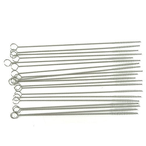 Honbay Straw Cleaner Brushes, nylon bristles stainless steel handle, Nylon Skinny Pipe Tube Cleaner - 20 Piece Value Pack - 6 mm bristles x 7" 175mm long - size: One Size