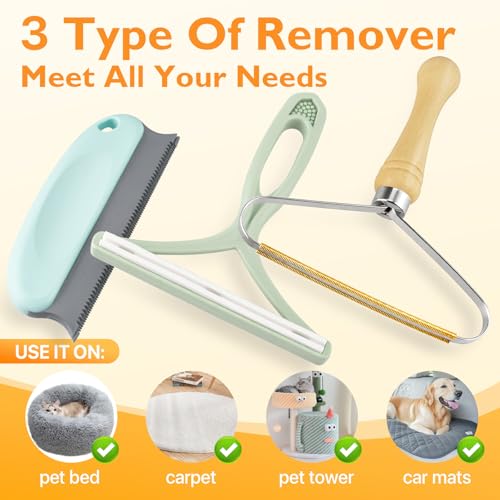 Pet Hair Removal Tool 3 Pack Dog Cat Hair Remover Carpet Scraper Rake Fur Removal Brush Lint Remover Shaver for Car Furniture Couch Green - color: Green