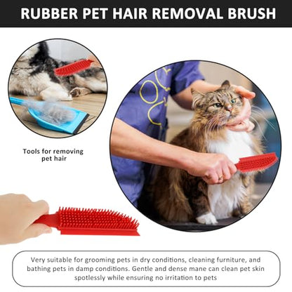 Rubber Broom with Squeegee Efficient Carpet Rake Broom with Adjustable Handle Practical Fur Remover Broom Reusable Detailing Lint Remover Brush Pet Hair Removal Broom for Pet Floor Carpet