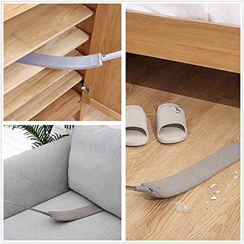 Retractable Gap Dust Cleaner, Cleaning Tool Under Appliance Or Sofa,Microfiber Hand Duster, Detachable and Washable Gap Cleaning Brush, Couch Cleaner, Including A Replacement Cloth Cover Gray