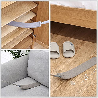 Retractable Gap Dust Cleaner, Cleaning Tool Under Appliance Or Sofa,Microfiber Hand Duster, Detachable and Washable Gap Cleaning Brush, Couch Cleaner, Including A Replacement Cloth Cover Gray