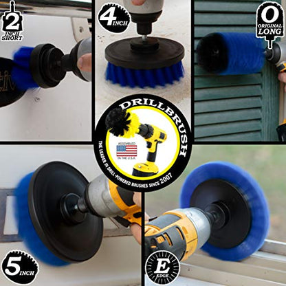 Grout Cleaner Kit - Bathroom Drill Brush Attachment Set - Household Cleaning Supplies - Shower Cleaner - Tub Scrubber - Toilet Brush - Spotless Tiles - Power Scrubbing Nylon Bristles - color: Blue