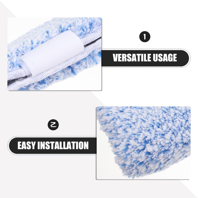 OUNONA Replacement Window Scrubber Pads 4-Pack Reusable Microfiber Squeegee Sleeves for Window Cleaning Bathroom Mirrors Tabletops 14.17X2.75X1.57 Inch