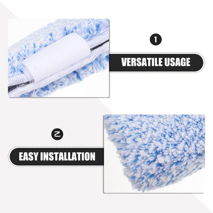 OUNONA Replacement Window Scrubber Pads 4-Pack Reusable Microfiber Squeegee Sleeves for Window Cleaning Bathroom Mirrors Tabletops 14.17X2.75X1.57 Inch