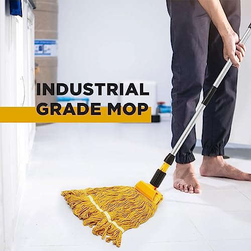 Thyle 6 Pack Stainless Steel Commercial Mop Handle for Floor Cleaning, 3 Section Replaceable Mop Stick Replacement with Jaw Clamp, Heavy Duty Replacement Pole for Home Garage Office, 55 Inch