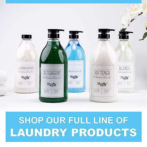 The Farmhouse Room Inc. Fabric Softener Liquid Dispenser - Softener Container for Laundry Room Organization - BPA Free & PET Plastic 1/2 Gallon Pump Bottle Dispenser - w/Waterproof Labels 64oz - style: Softener Bottle