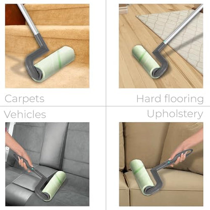 Smart Design Large Mega Floor Lint Roller with Ergonomic Handle - Aluminum Tubes - Includes Adhesive Sheets - for Cleaning, Carpet, Car, Clothing, and Pet Hair - 12.5 x 42 Inch - size: 50 Sheets (Pack of 2)