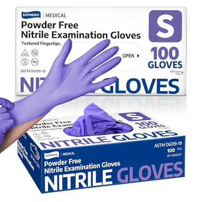 Supmedic Medical Soft Max™ Nitrile Disposable Gloves, 100 Ct Latex-Free Powder-Free Food Safe Cooking Cleaning Lab Exam Glove - color: Small (Blue Violet)