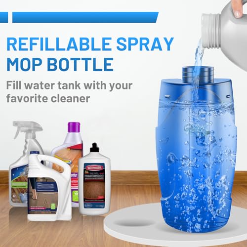Microfiber Hardwood Floor Mop - Spray Mop with 4 Washable Pads | Wet Dry Use Mop, For Tile Wood Laminate Vinyl Marble Multi-Surface, 500+ ML Refillable Bottle, 360° Swivel Head, Dark Blue - color: Dark Blue
