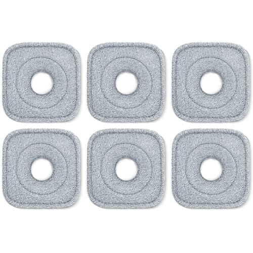 6Pcs Spin Mop Pads Compatible with Spin Mop and Bucket System True & Tidy True Clean Mop and Bucket System, 8.26X8.26 Size Spin Mop Replacement Pads