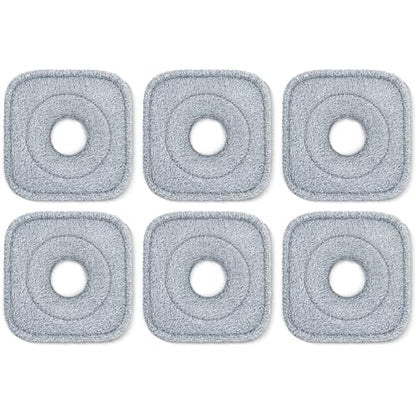 6Pcs Spin Mop Pads Compatible with Spin Mop and Bucket System True & Tidy True Clean Mop and Bucket System, 8.26X8.26 Size Spin Mop Replacement Pads