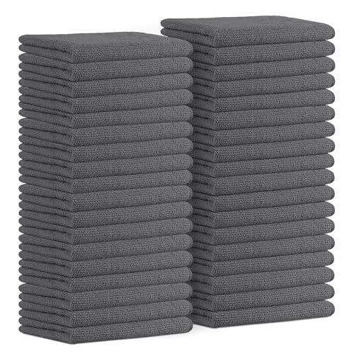 Avalon Towels Microfiber Cleaning Cloths (Value Pack of 36) - Size 16 x 16 Inches, Highly Absorbent Cleaning Rags, Lint Free, Reusable and Washable, Microfiber Towels for Cars - color: Grey, size: Pack of 36 - 16x16 Inches