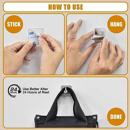 Honmein 6 Pcs Adhesive Wall Hooks for Hanging - Waterproof Shower Hooks, Heavy Duty Towel Hooks for Bathrooms, Kitchens, and Offices (Silver) - color: Silver