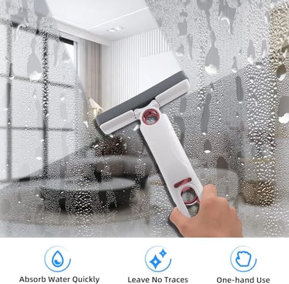 Mcbazel Portable Mini Cleaning Mop, Mini Sponge Mop, Wet and Dry Use Cleaning System, Mini Mop for Bathroom, Kitchen, Desktop, Glass, Living Room, Car (2 Sponge Head + 1 Squeeze Handle)