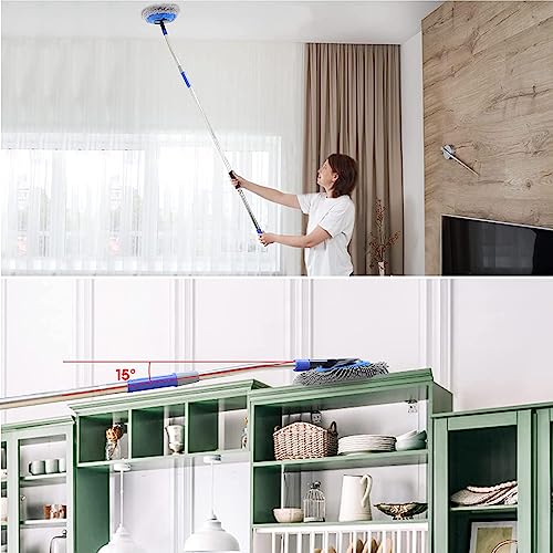 Wall Cleaner, Max 66'' Wall Mop with Long Handle, Ceiling Dust Mop with 15° Labor-Saving Elbow Extension Pole, Baseboard Duster Washer Scrubber, High Reach Window Cleaning Brush, Roof Cleaning Tool-GY - color: Gray