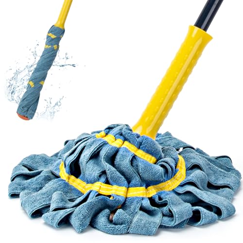 Self-Wringing Twist Mops for Floor Cleaning, Microfiber Floor mop with 57 " Long Handle, Easy Wringing Mop for Hardwood Commercial Household Clean - color: Microfiber Cloth Twist Mop